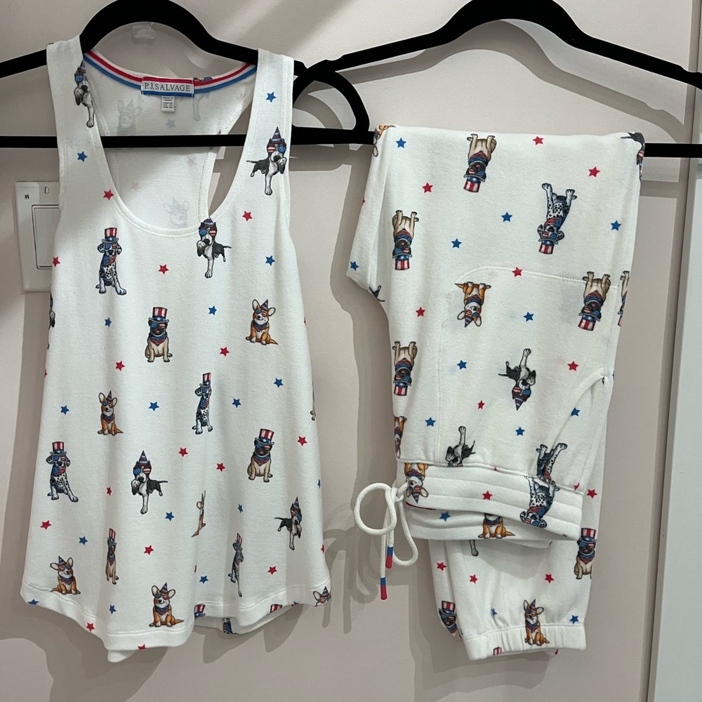 PJ Salvage White and Red Pajama Set.